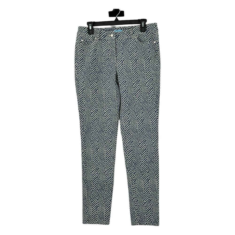 J McLaughlin Jeans Womens 8 Lexi Printed Skinny Blue Cotton Stretch Mid Rise